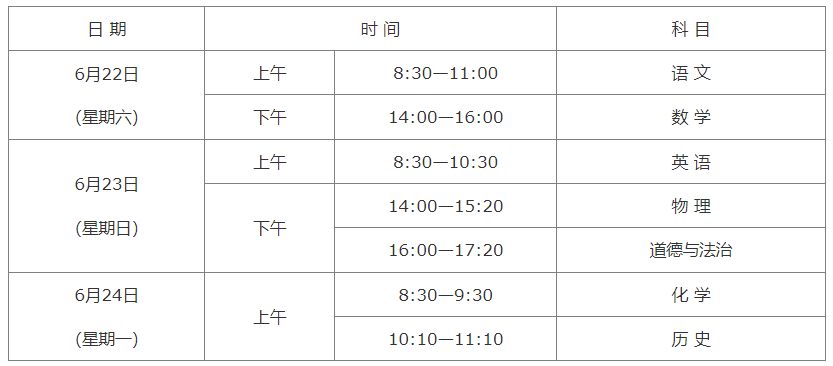 2024年陕西中考时间安排